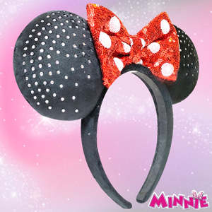 En gros, Oreilles de Minnie sous licence - Serre-tête de déguisement coloré pour enfants - Accessoire capillaire en peluche avec strass pour fête d'anniversaire et parc à thème - Product Image 1