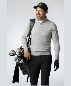 Nouveau design de pull-over de golf d'automne à manches longues et col zippé et décontracté avec logo sur le devant - Product Image 1