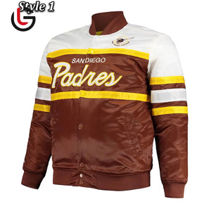 Haute meilleure qualité Top Quality100 % Polyester tricoté tissu Satin Bomber veste de Baseball pour hommes femmes broderie personnalisée Logo respirant - Product Image 2