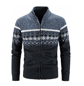 เสื้อสเวตเตอร์ไหมพรมถักแบบใหม่ ระบายอากาศได้ดี สำหรับฤดูหนาว ทำจากขนสัตว์แท้ 100% ไม่เป็นขุย ทรงพอดีตัว สไตล์ลำลอง ลายอาร์ไกล์ ผสมสี สำหรับผู้ชาย - Product Image 1