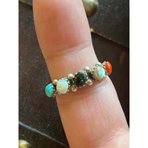 Zuni Handmade <b>Boho</b> Sterling <b>Silver</b> <b>Ring</b> Multi- Natural Stone Set IGI Certified Gemstone Jewelry Size 6 for Everyday Wear Gifts - Product Image 2
