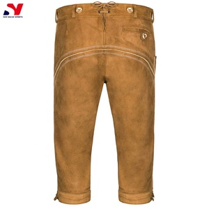 Authentic German Trachten Lederhosen for <b>Men</b> Bavarian Brown Long Lederhosen Distressed Finish Button Fly Low Cost Manufacturing - Product Image 2