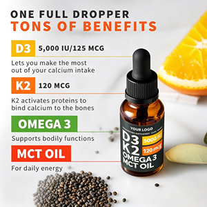 <span class=keywords><strong>Gotas</strong></span> Líquidas de Vitamina D3 K2 de Marca Privada con Aceite MCT 5000 UI, Vitaminas para Huesos Fuertes, Energía y Suplemento Inmunológico - Product Image 2