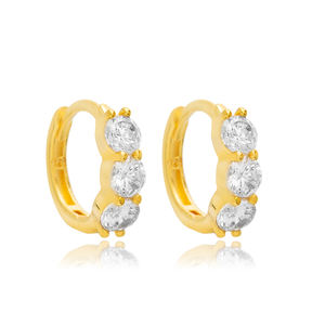 ต่างหูห่วงเพทายใสหินโอชะเครื่องประดับเงินแฮนด์เมดตุรกี 925 - Product Image 3