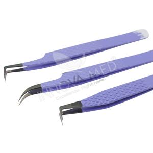 Pinzas de pestañas reutilizables sostenibles Herramienta de aplicación de pestañas individuales de acero inoxidable con puntas de volumen y puntas de 90 grados - Product Image 4