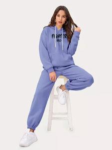 women cotton tracksuit set two piece outfit <b>hoodie</b> <b>jogger</b> <b>matching</b> set soft breathable cotton fabric gym wear fitness outfit - Product Image 6