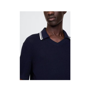 Camiseta azul marino de noche oscura de algodón con cuello Polo de secado rápido de alta calidad para hombre Polo de ajuste Regular personalizado - Product Image 5