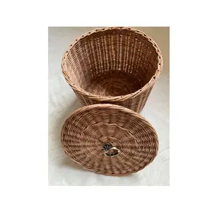 basket for home and kitchen use decorative basket handmade product rattan and iron customize size and material