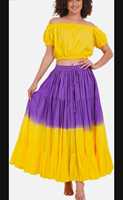 Jupe de danse du ventre Wevez pour femme, décontractée, 25 yards, motif tribal, teinture unie, 4 couches, en toile de coton – Imperméable et respirante