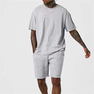 Ensemble T-shirt et short décontracté pour homme, personnalisé, été, 100% coton, séchage rapide, couleur unie - Product Image 6