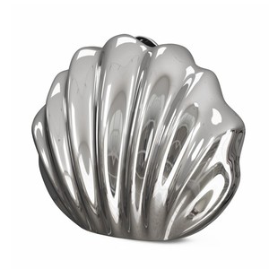 Jarrón de Cerámica Moderno Hecho a Mano con Diseño de Concha Plateado de 18 cm para Mesa - Product Image 1