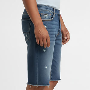 Pantalones Cortos Vaqueros Holgados de Mezclilla Lavada Estilo Urbano, 100% Algodón, Estilo Hip Hop, Pantalones Cortos de Moda - Product Image 3