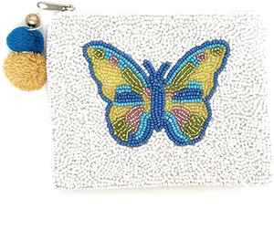 Papillon perlé broderie pochette à monnaie perles de rocaille à la main mini fermeture éclair couleur pleine perles de verre porte-monnaie pour femmes et filles - Product Image 1
