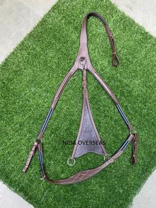 Coraza de cinco puntos de caballo de cuero teñido con tambor vegetal de alta calidad con babero Martingale, equipo de caballo cosido elegante elevado - Product Image 2