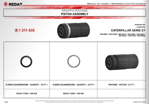 Ensemble de piston REDAT 1211635 fabriqué en italie adapté aux injecteurs de carburant diesel à moteur industriel et marin Caterpillar C7 - Product Image 2