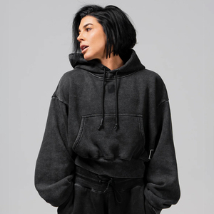 Sudaderas con capucha unisex lavadas con ácido OEM Ajuste personalizado Algodón 340 GSM Ajuste informal Moda urbana Proveedor de ropa de Bangladesh a granel - Product Image 4