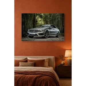 Impression sur toile Fida Silver Mercedes Classe C dans un décor de forêt de bambou - Product Image 1