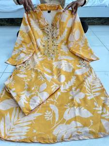 Unity Luxure Premium Soft Rayon Floral Printed <b>Kurti</b> with Embellished Neckline - Product Image 5