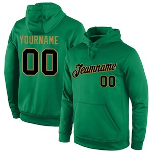 Custom Stitched Kelly Green Black-Old Gold Sports Pullover Sweatshirt Hoodie - Product Image 1