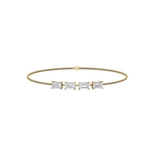 Bracelet en diamant de laboratoire certifié taille émeraude 1,10 carat pour cadeau de mariage ou d'anniversaire, en or massif 14K, sertissage à griffes F-VS2 - Product Image 3