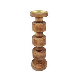 Tabletop Customized Wooden <b>Candle</b> Pillar Holder Brown Finished For Home Event Parties Lighting Decoration Handmade <b>Bulk</b> - Product Image 5
