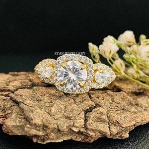 14K Solid GOLD CVD IGI ได้รับการรับรองทรงกลมตัดเพชรเดี่ยวรัศมีแหวนหมั้นแหวนหมั้นเพชรทรงกลม CVD รัศมี - Product Image 4