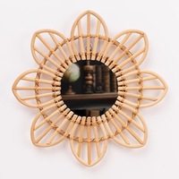 Miroirs muraux rustiques faits à la main en rotin, en gros et à prix abordable, pour la décoration de chambre d'enfant ou de crèche, au design naturel