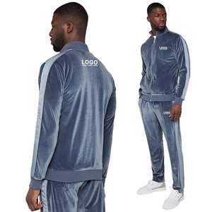 Ensemble de survêtement deux pièces en velours décontracté pour homme, avec logo personnalisé, décoration en strass, vente en gros 2026 - Product Image 5