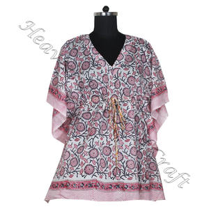 Kaftan indien fait à la main en coton imprimé Kaftan KFCS098 Abaya Kaftan Caftan arabe Jalabiya Dubai Fashion Hand Block Print - Product Image 5