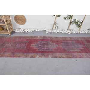 Tapis Kilim Style Turc Vintage Rouge Violet 2.7X10.9 pieds Grande Surface Classique Boho Patchwork Motif Laine Matériel Latex Support - Product Image 3