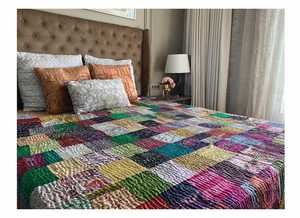 Nuevo Cobertor de Cama Decorativo de Seda Vintage con Parches, Estilo Kantha, Colcha Bohemia para Uso en Hoteles, Suave - Product Image 4