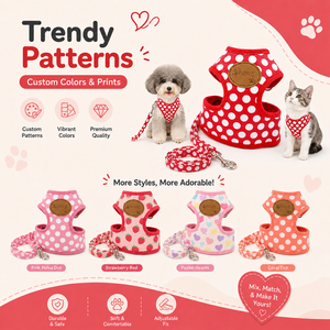 Conjunto de Paseo para Mascotas Pequeñas con Correa de Nailon y Poliéster Cómoda, con Estampado de Puntos y Broche Metálico, para <span class=keywords><strong>Chihuahua</strong></span>, Yorkie, Gatitos - Product Image 5