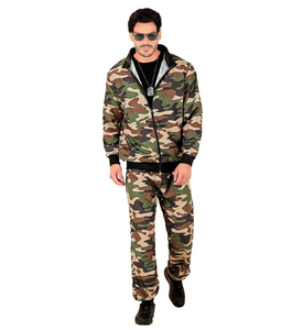 Customized Printed <b>Camouflage</b> & Solid Heavyweight Streetwear Men's Zip-Up Hooded Jogger Sweatsuits Set - Product Image 2