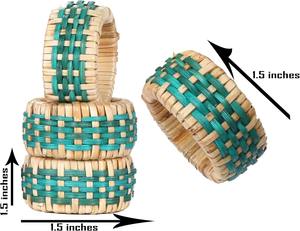 Servilleteros de ratán Coastal Chic-Decoración de comedor temática de playa-Juego de 6 anillos orgánicos para bodas y restaurantes de verano - Product Image 6