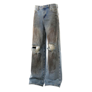<b>Men's</b> Casual Retro Street Style Distressed Canvas <b>Trousers</b> Autumn Ink-Wash with 3D <b>Pattern</b> - Product Image 6