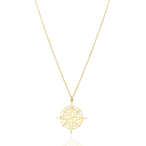 Collier avec pendentif en forme de boussole, design simple, fabrication artisanale turque, bijoux en argent sterling 925 en gros - Product Image 2