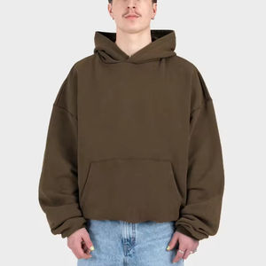 OEM ODM Sudaderas con capucha de Invierno en Blanco 400 Gsm Sudadera con capucha de lana ponderada Jersey de gran tamaño Hombro caído Sudaderas con capucha personalizadas para hombres de peso pesado - Product Image 3