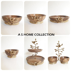 Ensemble de 2 centres de table, bol de service décoratif en aluminium moulé plaqué or de haute qualité pour fruits et autres aliments - Product Image 3