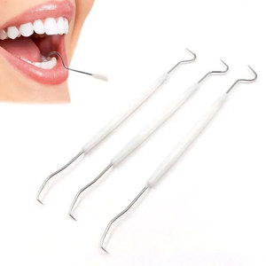 Raspador de sarro de doble punta de acero inoxidable, removedor Manual de dientes dentales, higiene, sonda exploradora, gancho, instrumentos quirúrgicos - Product Image 1