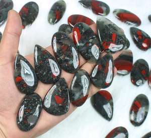 หินเลือดแอฟริกันธรรมชาติคุณภาพสูงขัดผสมรูปร่างเป็นจำนวนมากอัญมณีหลวมสำหรับทำจี้เงิน - Product Image 4