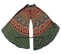 Boho Éléphant Imprimé Jambe Sauvage Coton Palazzo Vêtements Européens Femmes Regula Taille Cloche Bas Boho Harem Pantalon GC-AP-351.