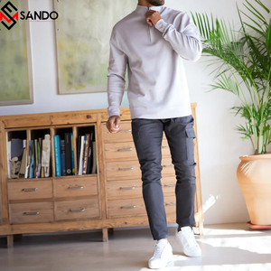 Sudadera con capucha de algodón ligera Unisex OEM 1/4 cremallera liso cuello alto tubo suéter transpirable media cremallera sudadera para hombres de talla grande - Product Image 5