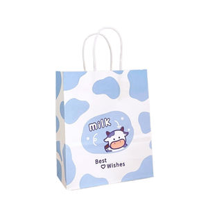 Bolsas de papel de regalo con estampado de animales bonitos con patrones de vaca, gato, oso-Embalaje ecológico para niños y fiestas - Product Image 3