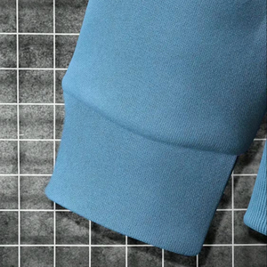 Survêtement décontracté haut de gamme, sweat-shirt à col rond, 100% polyester, tissu tricoté légèrement extensible, respirant, couleur unie, grande taille - Product Image 5