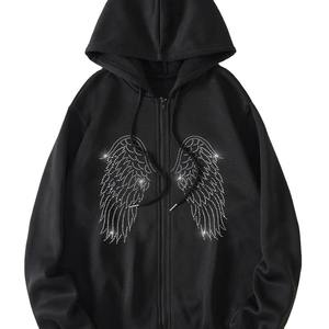 Fabricantes de ropa Sudadera con capucha térmica de diamantes de imitación de peso pesado Ropa de calle Logotipo personalizado Unisex Diamantes de imitación de gran tamaño - Product Image 2