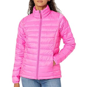 Women's Pink Puffer Jacket Lightweight Quilted Reversible Waterproof Windproof Breathable Packable <b>Zipper</b> Closure Winter Autumn - Product Image 4