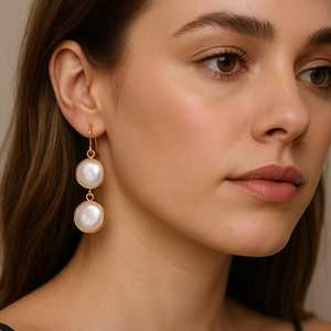Coin Pearl <b>Earrings</b>, 18k gold filled Sterling Silver <b>Dangle</b> <b>Earrings</b> - Product Image 2