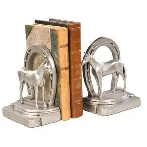 Bookends at ve at nalı metalik döküm Metal tasarlanmış kitap biter kitap tutucu ofis okul ev kütüphane kitap standı