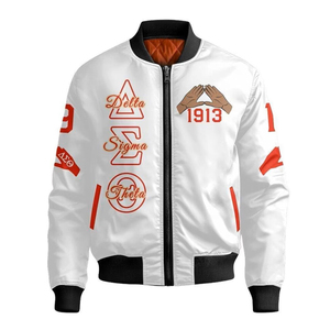 Chaquetas Bomber de satén para mujer, chaqueta Bomber bordada con cresta Delta Sigma Theta, chaqueta Sorority Top Trending - Product Image 1