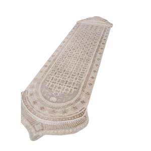Tapis Khidki beige brun noué à la main en laine et soie de bambou, motif géométrique 10 mm pour salle de prière, couloir, chambre - Modèle LRB (1715) - Product Image 2